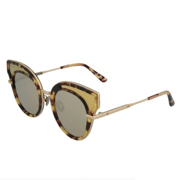 Bottega Veneta Women's Havana Gold Transparent Metal Sunglasses! - Picture 1 of 4
